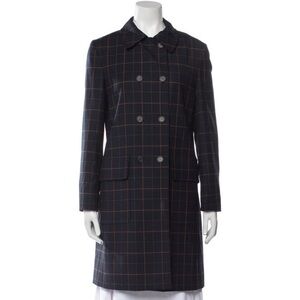 Theory Navy Plaid Trench Coat size M